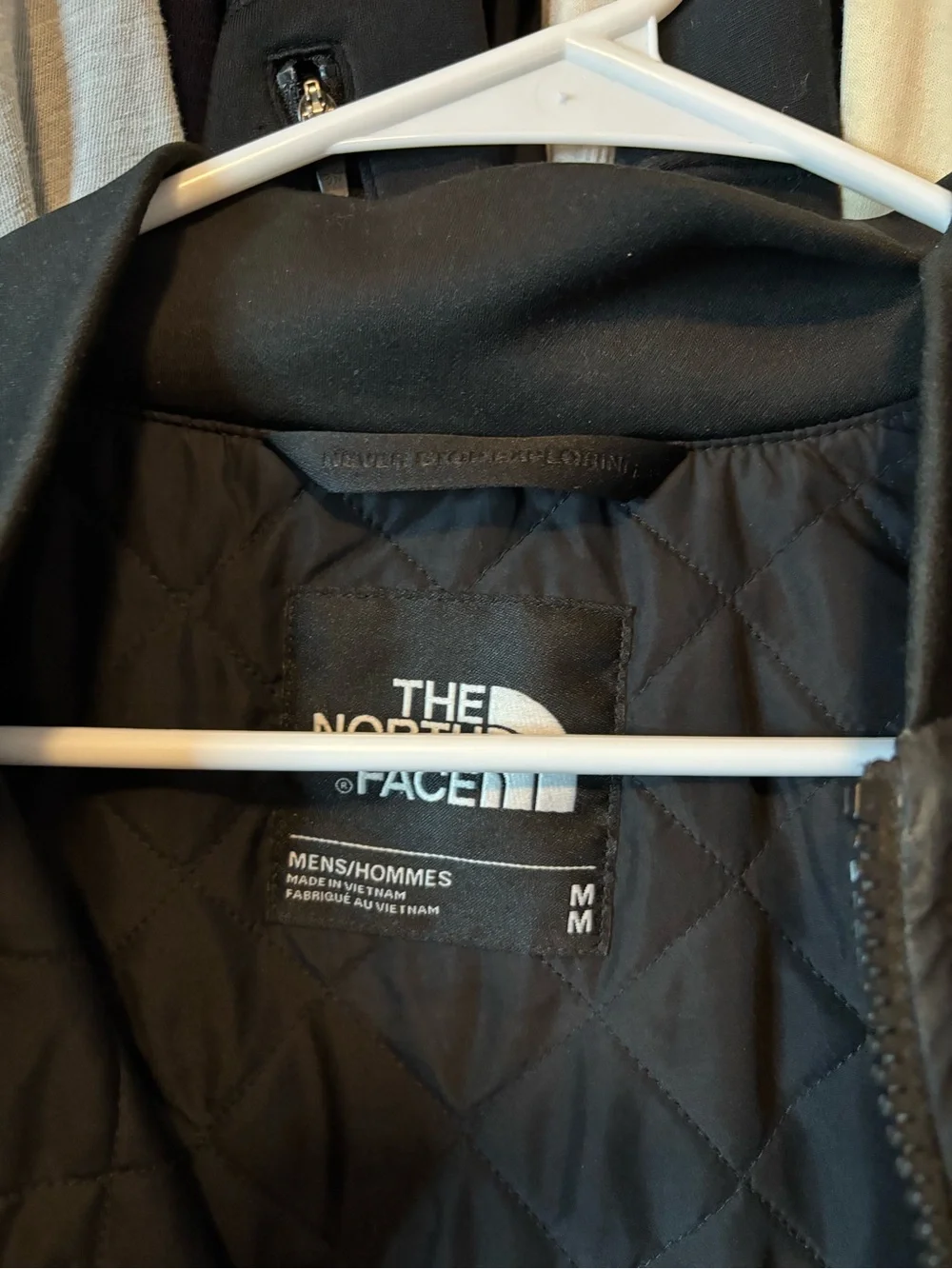 Men's NorthFace Black Bomber Jacket with Patch Details